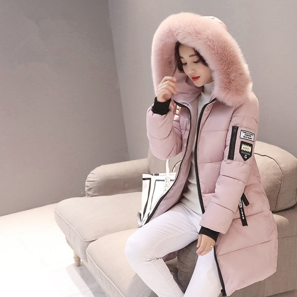 Parka Women Winter Coats Long Cotton Casual Fur Hooded