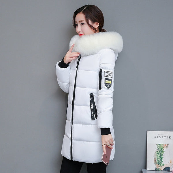 Parka Women Winter Coats Long Cotton Casual Fur Hooded