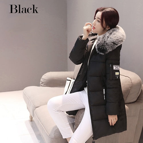 Parka Women Winter Coats Long Cotton Casual Fur Hooded