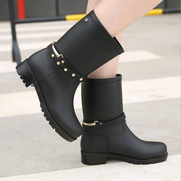 Women Rain Boots Transparent Waterproof