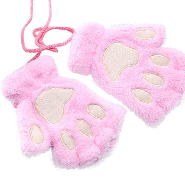 1 Pair Women Girls Lovely Fluffy Bear Cat Plush