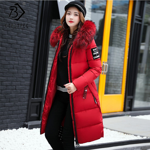 Winter Women's Down Parkas Jacket Big Fur