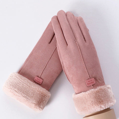 Winter Female Wool Gloves Warmth Cashmere Suede