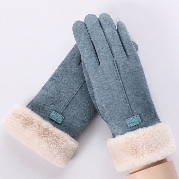 Winter Female Wool Gloves Warmth Cashmere Suede