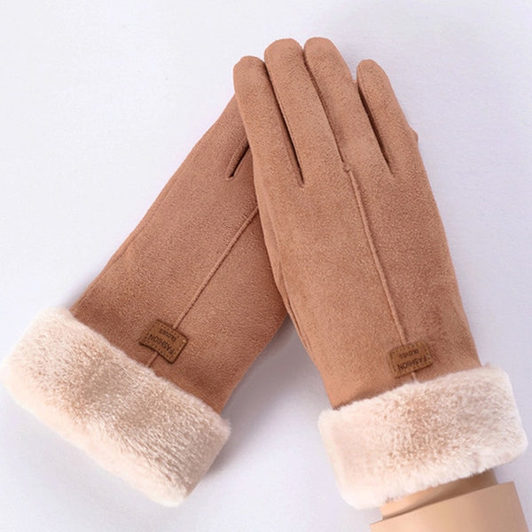 Winter Female Wool Gloves Warmth Cashmere Suede