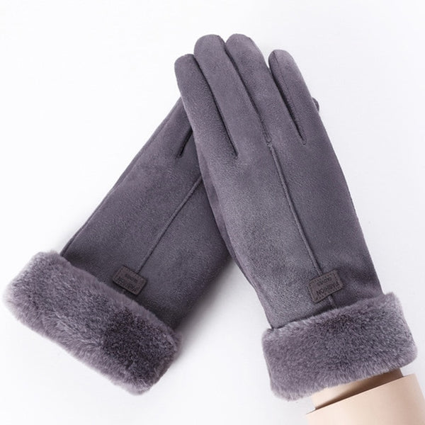 Winter Female Wool Gloves Warmth Cashmere Suede