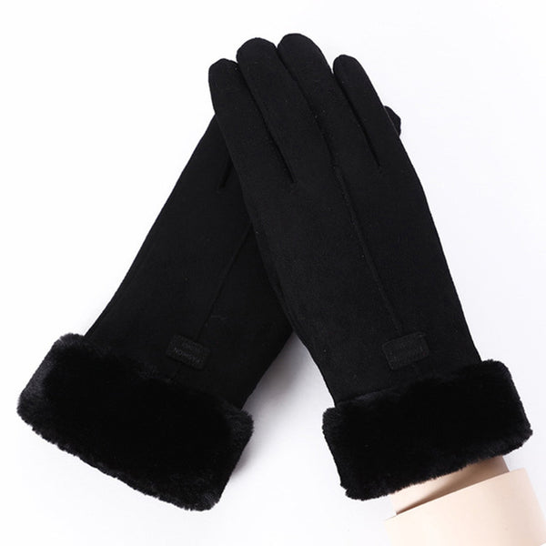 Winter Female Wool Gloves Warmth Cashmere Suede