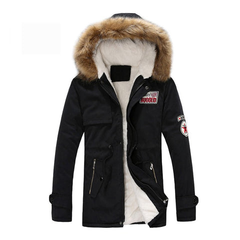 Winter Jacket Men Slim Thick Fur Hooded