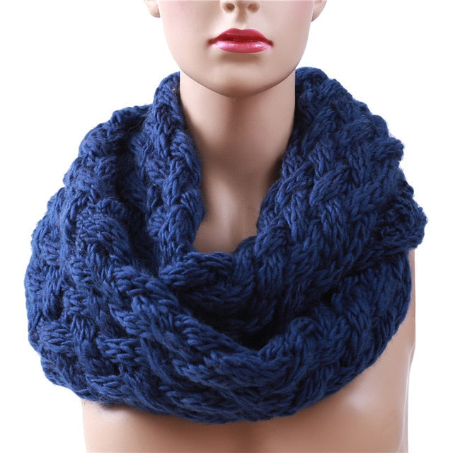 Winter Cable Ring Women Knitting Infinity Scarves