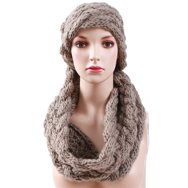 Winter Cable Ring Women Knitting Infinity Scarves