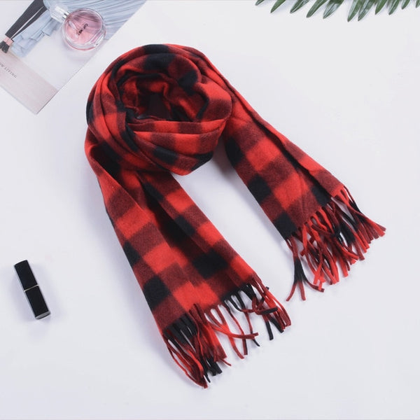 Unisex Cashmere Scarf Foulard Plaid