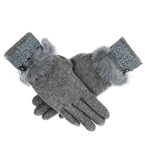 Women Leater Windproof Full Finger Gloves Touch Screen
