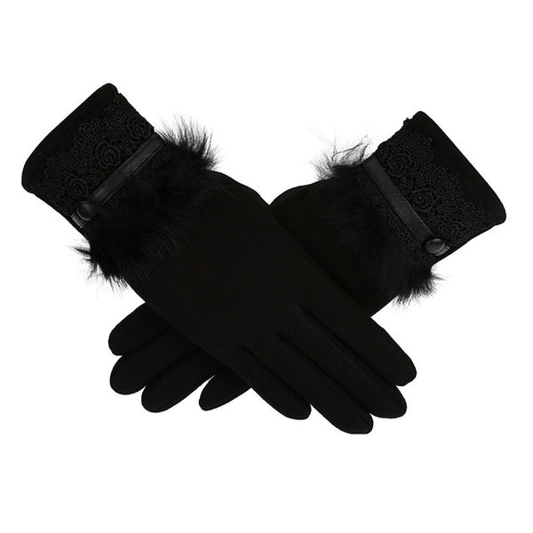 Women Leater Windproof Full Finger Gloves Touch Screen