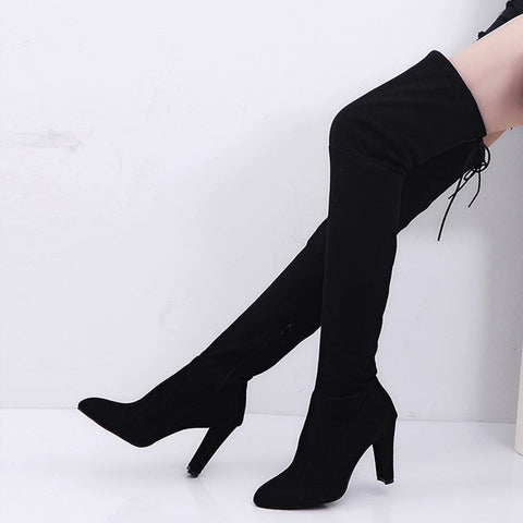 Slim Over The Knee Boots Women Stretch Faux Slim Long Boots