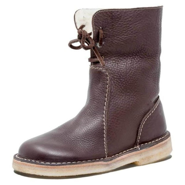 Woman Warm Mid-Calf Boots Hot PU Leather