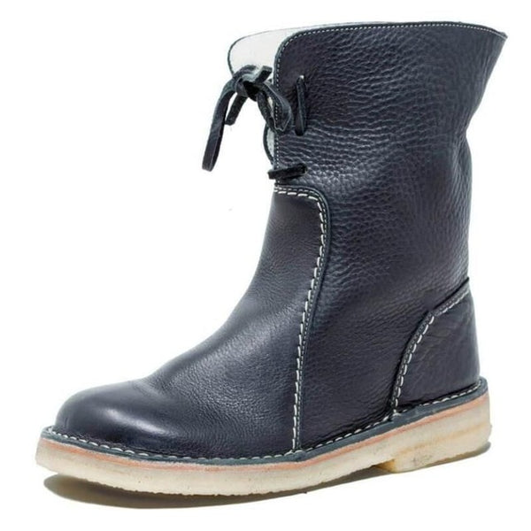 Woman Warm Mid-Calf Boots Hot PU Leather