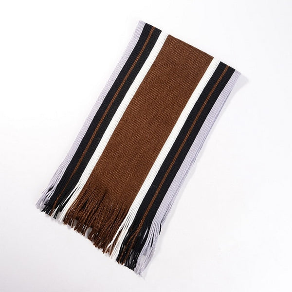 Winter Designer Scarf Men Striped Cotton