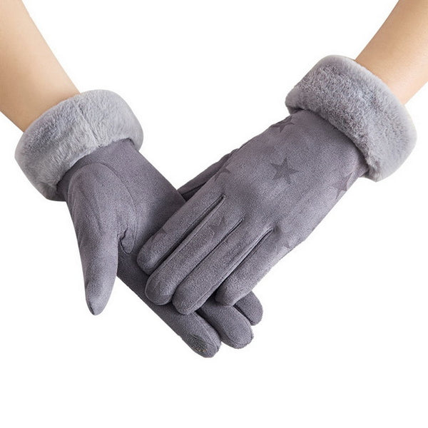 Winter Female Wool Gloves Warmth Cashmere Suede