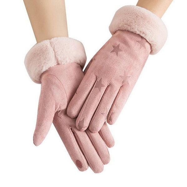 Winter Female Wool Gloves Warmth Cashmere Suede