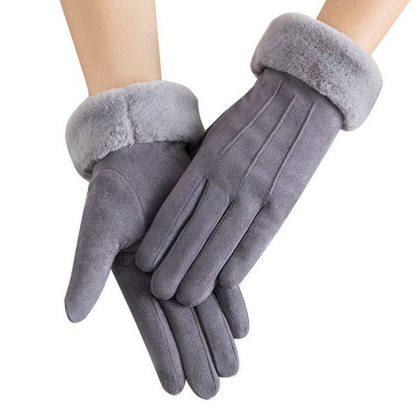 Winter Female Wool Gloves Warmth Cashmere Suede