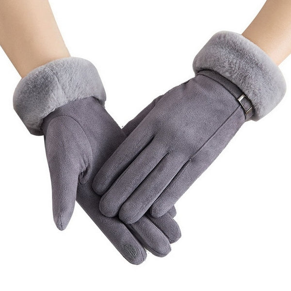 Winter Female Wool Gloves Warmth Cashmere Suede