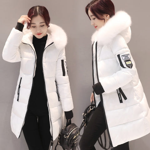 Women Winter Coats Long Cotton Casual Fur Hooded