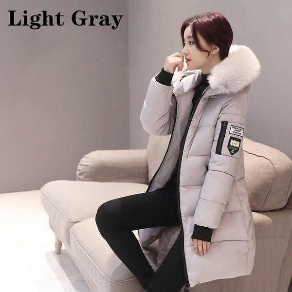 Women Winter Coats Long Cotton Casual Fur Hooded