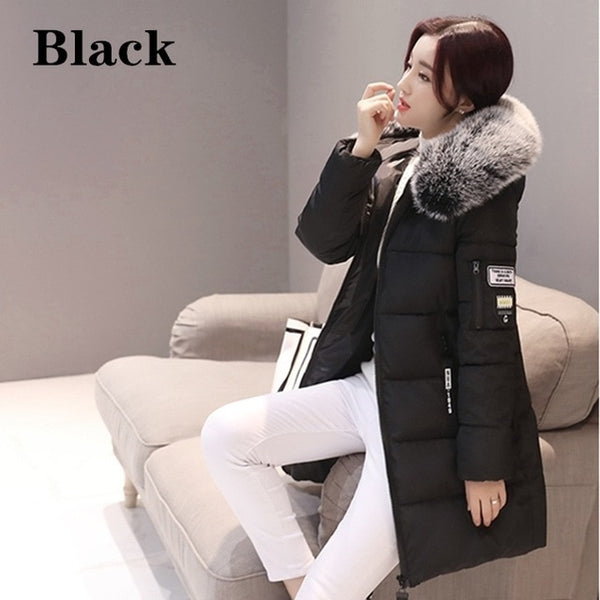 Women Winter Coats Long Cotton Casual Fur Hooded