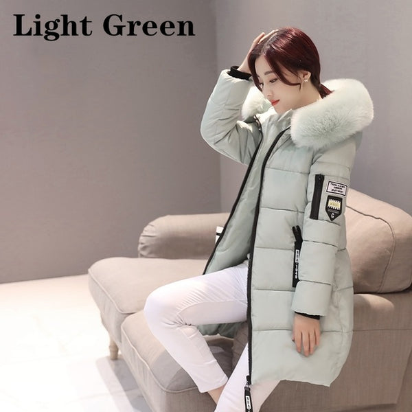 Women Winter Coats Long Cotton Casual Fur Hooded