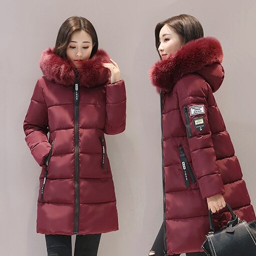 Women Winter Coats Long Cotton Casual Fur Hooded