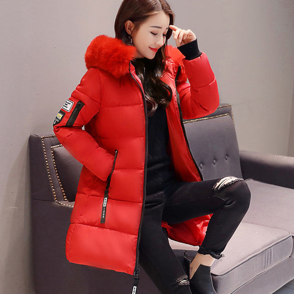 Women Winter Coats Long Cotton Casual Fur Hooded