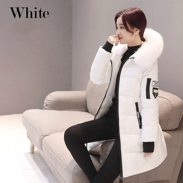 Women Winter Coats Long Cotton Casual Fur Hooded