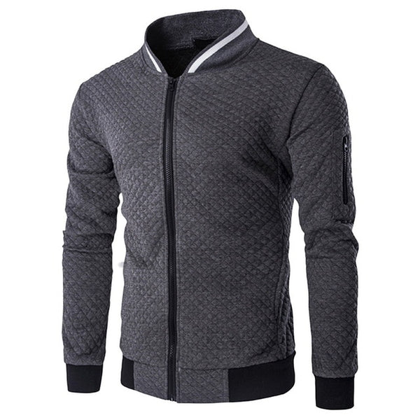 Laamei Men's Veste Homme Argyle Zipper Jacket Casual