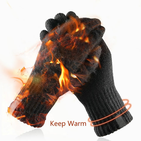 Men Thicken Knitted Gloves Phone Screen