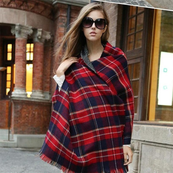 Plaid Ladies Scarf Oversized Thick Shawl