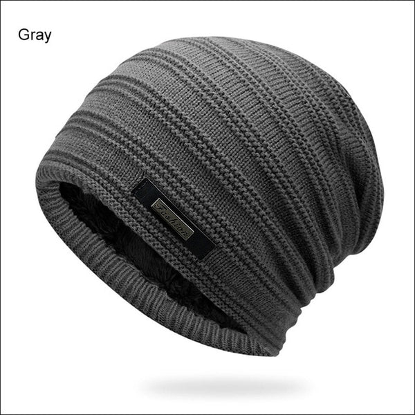 Gray Double-Layer Acrylic Velvet Beanie