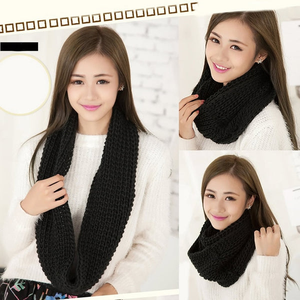 Winter Cable Ring Scarf Women Infinity Scarves