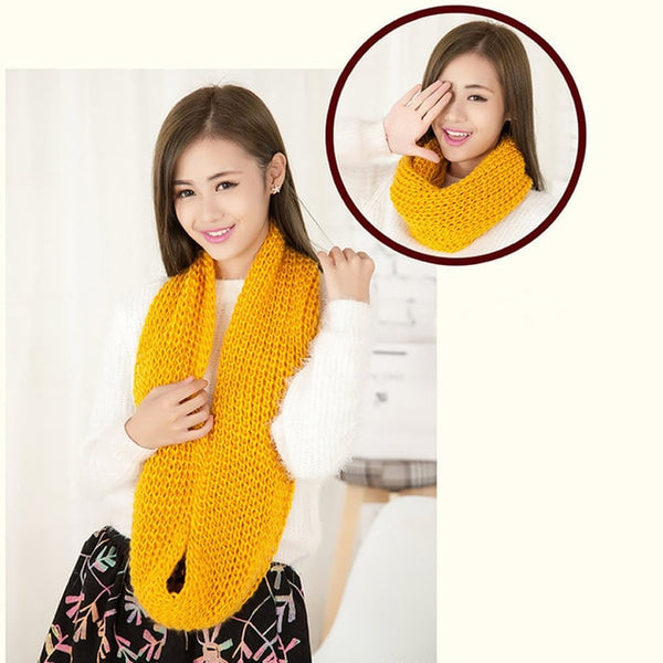 Winter Cable Ring Scarf Women Infinity Scarves