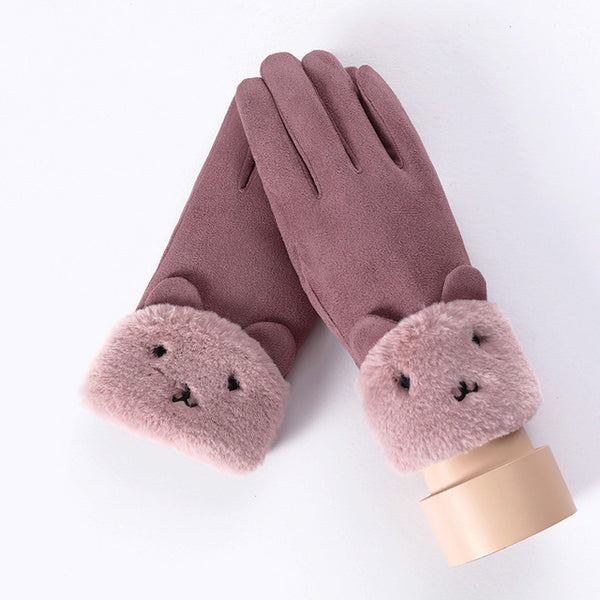 Winter Lace Warm Cashmere Three Ribs Cute Bear