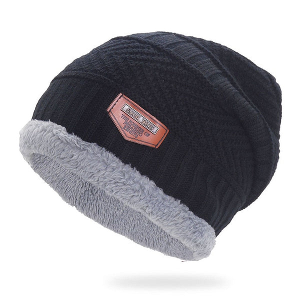 Gray Double-Layer Acrylic Velvet Beanie