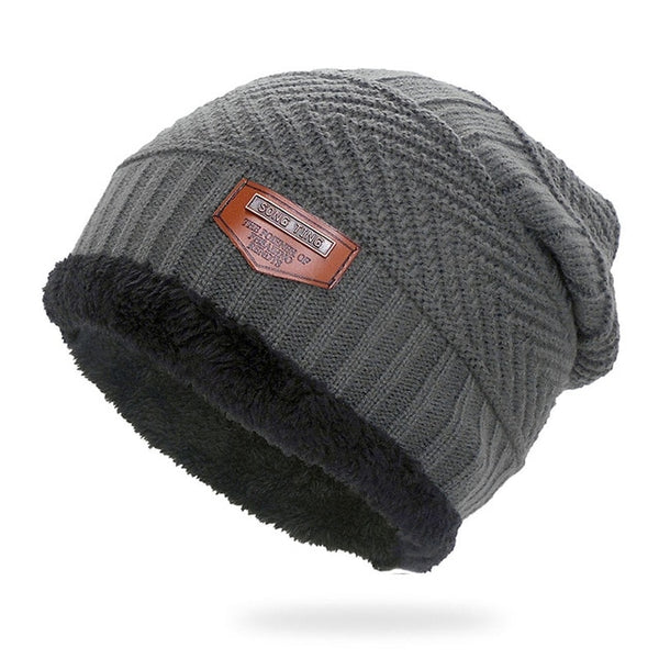 Gray Double-Layer Acrylic Velvet Beanie