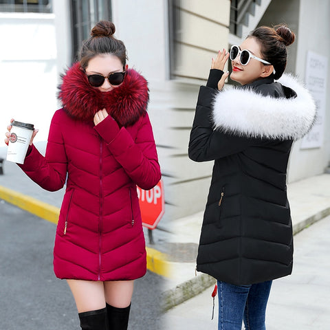 Winter Jacket Women Coat Hooded Slim Outwear