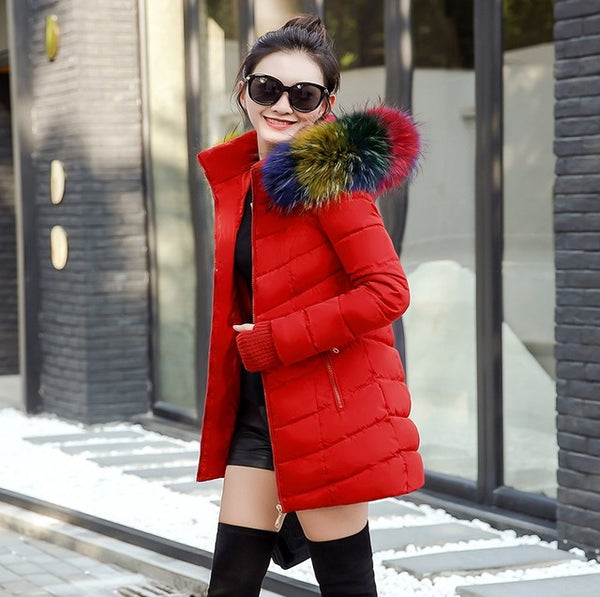 Winter Jacket Women Coat Hooded Slim Outwear