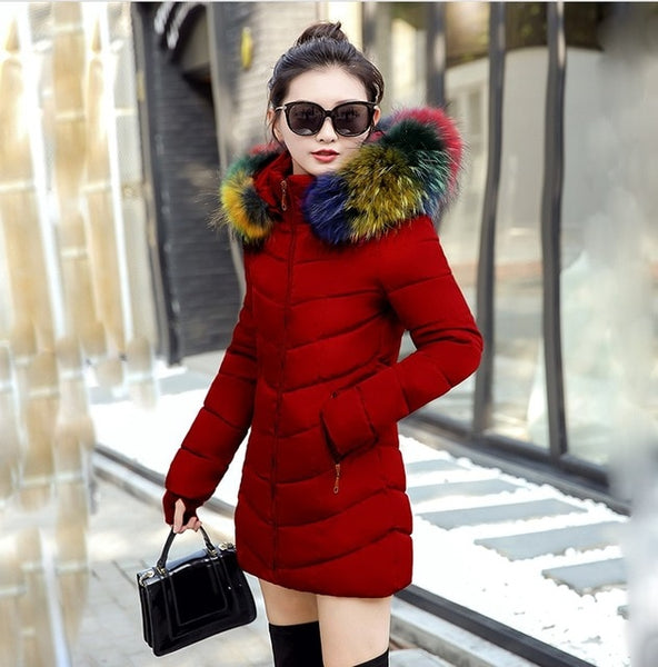 Winter Jacket Women Coat Hooded Slim Outwear