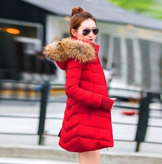 Winter Jacket Women Coat Hooded Slim Outwear