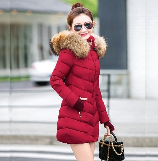 Winter Jacket Women Coat Hooded Slim Outwear