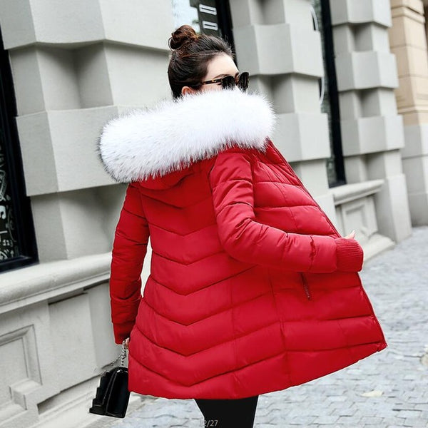 Winter Jacket Women Coat Hooded Slim Outwear