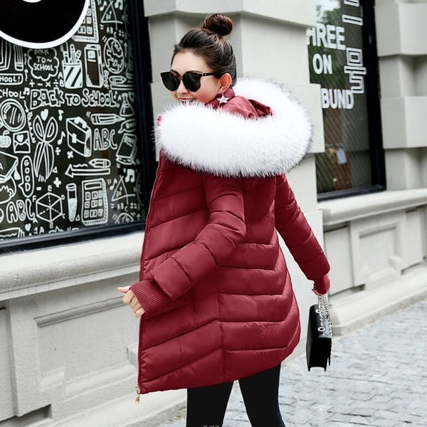 Winter Jacket Women Coat Hooded Slim Outwear