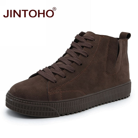 Winter Men Brown Leather Boots For Men Casual