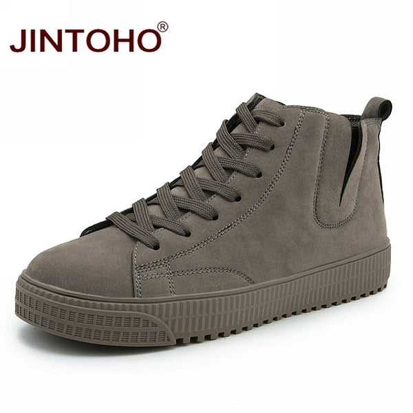 Winter Men Brown Leather Boots For Men Casual